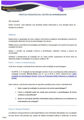 Práticas Pedagógicas - Gestão da Aprendizagem - Pedagogia