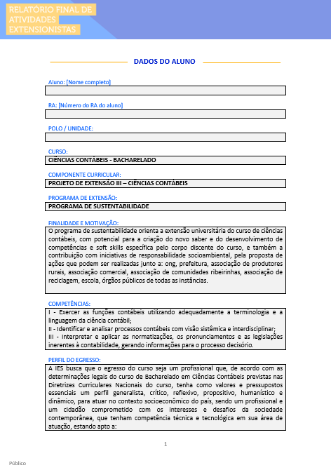 Contábeis III Projeto de Extensão III Ciências Contábeis