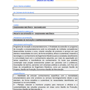 Projeto de extensao IV engenharia mecanica