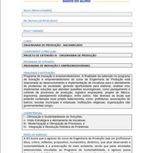 Projeto de extensão iV engenharia da produção