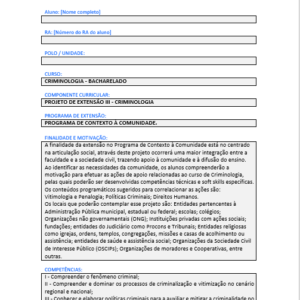 Projeto de Extensão III Criminologia